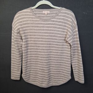 100% Cashmere Crew Neck Sweater Philosophy Women's Stripes Oatmeal Size XS